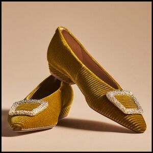 EUC Anthropologie Sam Edelman Janina Pointed Toe Flat in Chartreuse